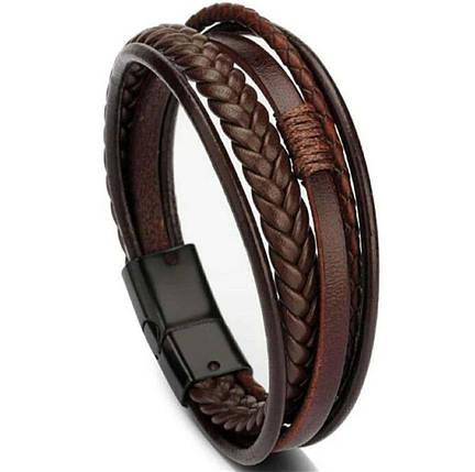 Браслет шкіряний чоловічий Zig Jewelry коричневий, фото 1