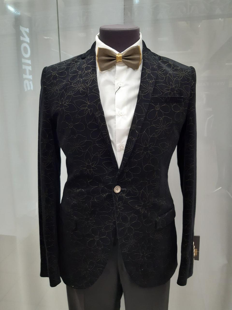 Купить Пиджак мужской нарядный велюровый черный цветы BRAGA Украины ...