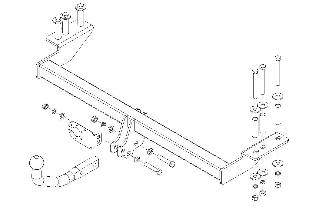 Фаркоп - Daewoo Nubira 3 (J200) Універсал (2004--) з'ємний на двох болтах