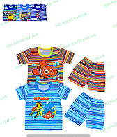Детский костюм для мальчика летний, трикотажный комплект футболка шорты для детей