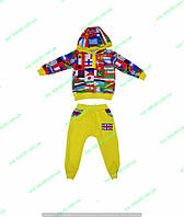 Желтый детский костюм, трикотажный спортивный комплект для мальчика / девочки