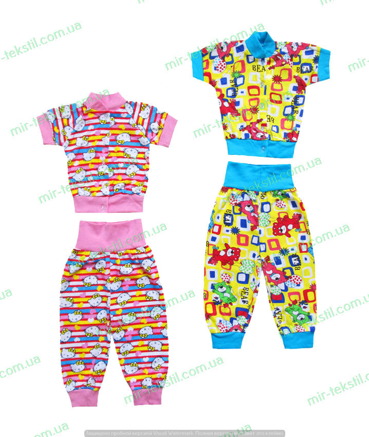 Літній дитячий трикотажний набір для найменших, ясельний комплект (костюм) для новонароджених