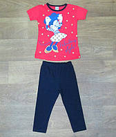 Летний костюм на девочку, хлопковый комплект детский футболка + бриджи Турция