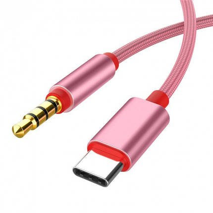 Аудіокабель AUX Alitek USB Type-C — 3.5 мм Rose нейлон, 1 м, фото 1
