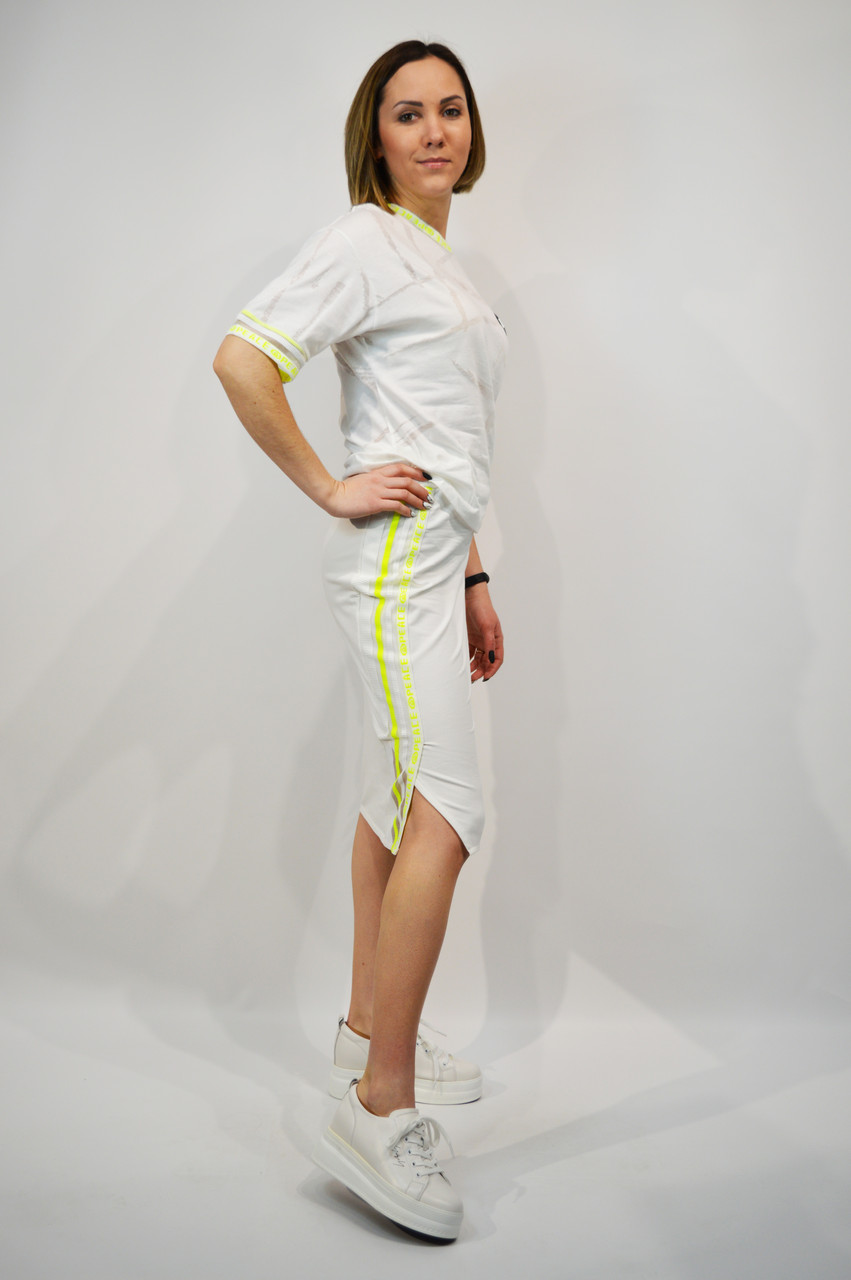 Костюм женский SOGO 182 S Белый юбка и футболка - фото 2 - id-p1352686030