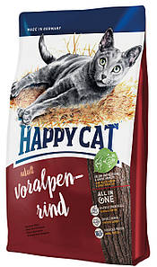 Сухий корм Happy Cat Adult Voralpen-Rind для активних котів з яловичиною, 10КГ