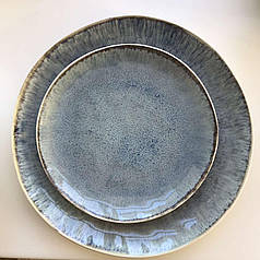 Набір 6 обідніх керамічних тарілок блакитно-фіолетових Волошка 27.5 см