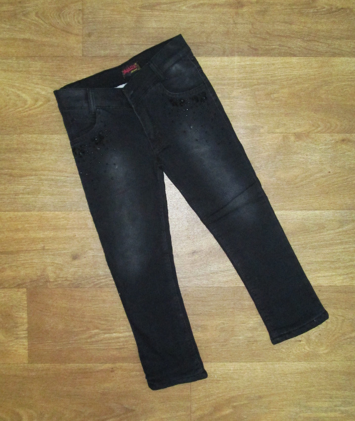 Турецькі дитячі джинси на хутрі чорні з кишенями