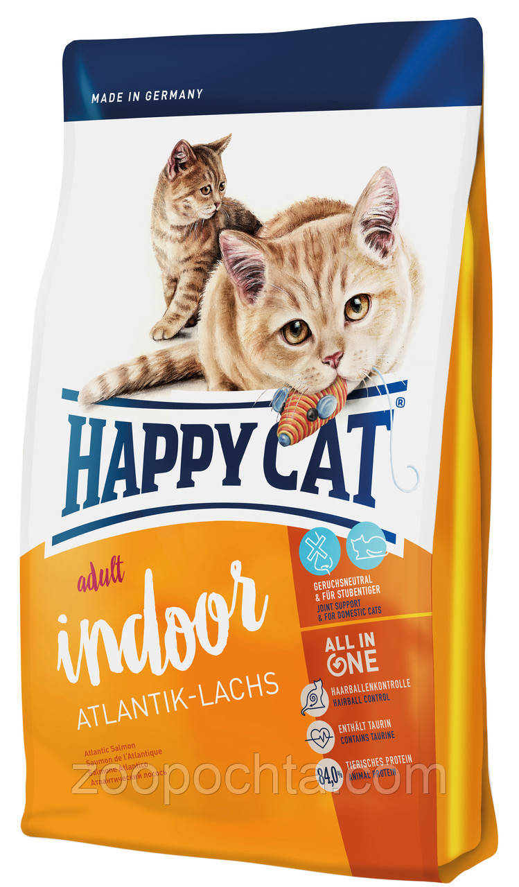 Сухий корм Happy Cat Indoor Atlantik Lachs для котів, що живуть у приміщенні з атлантичним лососем 4КГ
