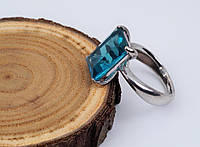 Кольцо серебряное "Парадиз" с голубым цирконием 925 пробы.