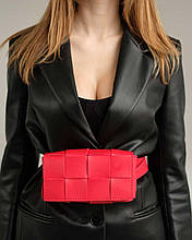Сумка на пояс (клатч) Енді плетена екошкіра 19*10*6 см червоний