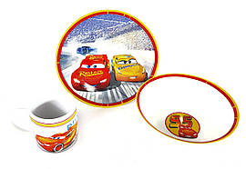 Набір дитячої керамічного посуду Тачки 3 предмета Cars Yellow