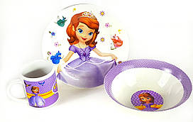 Дитячий набір керамічного посуду для годування Принцеса Софія (Princesa Sofia) 3 предмета