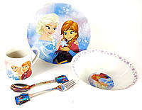 Детский набор керамической посуды для кормления Холодное сердце(снежинка) 5 предметов