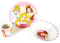 Детский набор керамической посуды для кормления Принцессы Дисней(Princesses Disney) 3 предмета