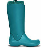 Чоботи гумові жіночі високі м'які з манжетом / Crocs Women's RainFloe Boot (12424), Зелені 36, фото 4