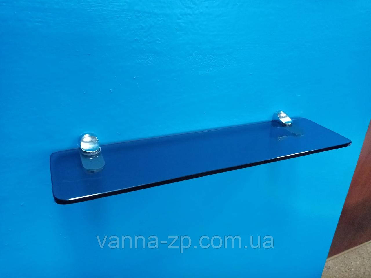 Полиця у ванну пряма тоноване скло 60 см (товщина 8 мм)
