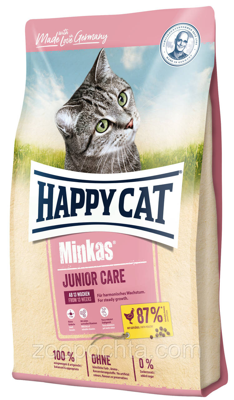 Сухий корм Happy Cat Minkas Junior Care Geflugell для кошенят віком від 4 - 12 міс. з птицею, 10КГ