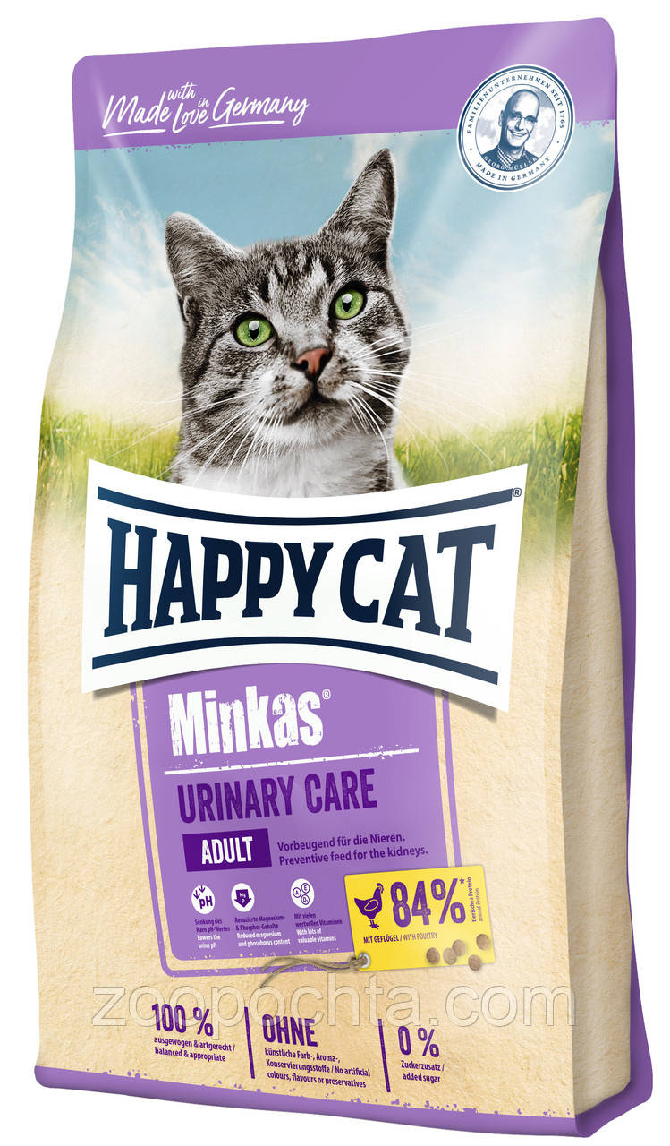 Сухий корм Happy Cat Minkas UrinaryCare Geflugel для котів д/профілактики сечо-кам'яних хвороб з птицею, 10КГ