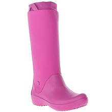 Сапоги резиновые женские высокие мягкие с манжетом / Crocs Women’s RainFloe Boot (12424), Ягодные