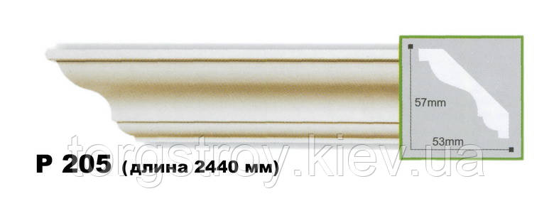 Карниз стельовий P205F, довжина 2,00м, Gaudi decor