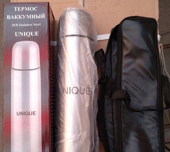 Термос металевий UN-1001, 0,35 л з чохлом, фото 1