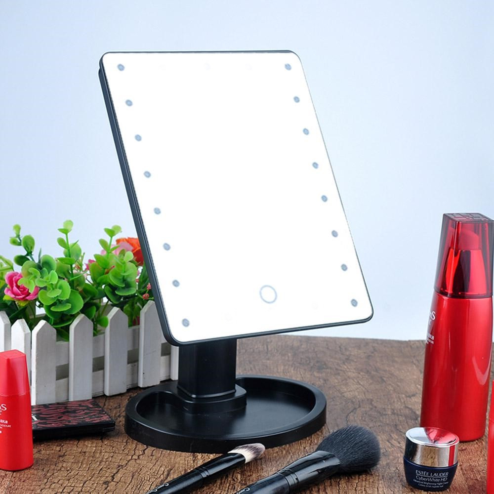 Косметичне дзеркало з підсвіткою для макіяжу 16 лампочками з led-підсвіткою настільне сенсорне Рожевий