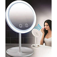 Косметичне дзеркало настільне NuBrilliance Beauty Breeze Mirror з підсвічуванням і вентилятором