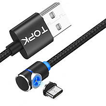 Магнітний кабель TOPK type C (L) для заряджання (100 см) Black