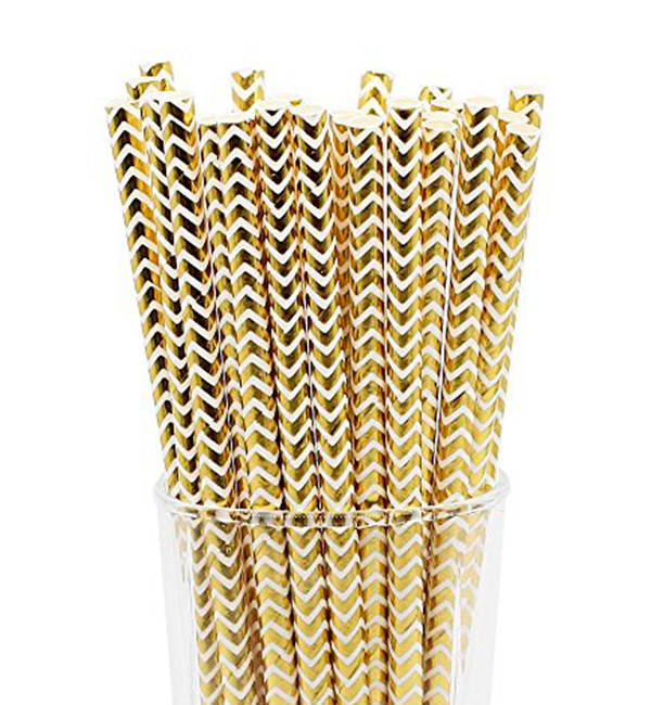 Паперові трубочки для напоїв "White and gold" (25 шт.)