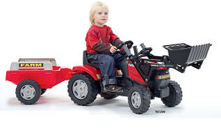 Трактор-бульдозер педальний з причепом і переднім ковшем червоний від 2 до 5 років FALK Case IH Maxxum Франція