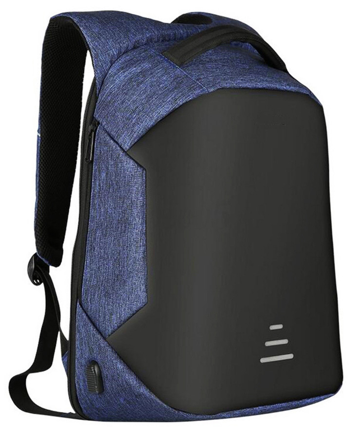 Рюкзак Baibu c захистом від кишенькових злодіїв і з USB зарядним пристроєм синій