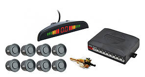 Парктронік автомобільний UKC на 8 датчиків + LCD (темно-сірі датчики)