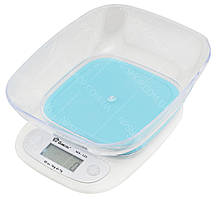 Електронні кухонні ваги з чашею на 7 кг Domotec MS-125 Blue (5260)