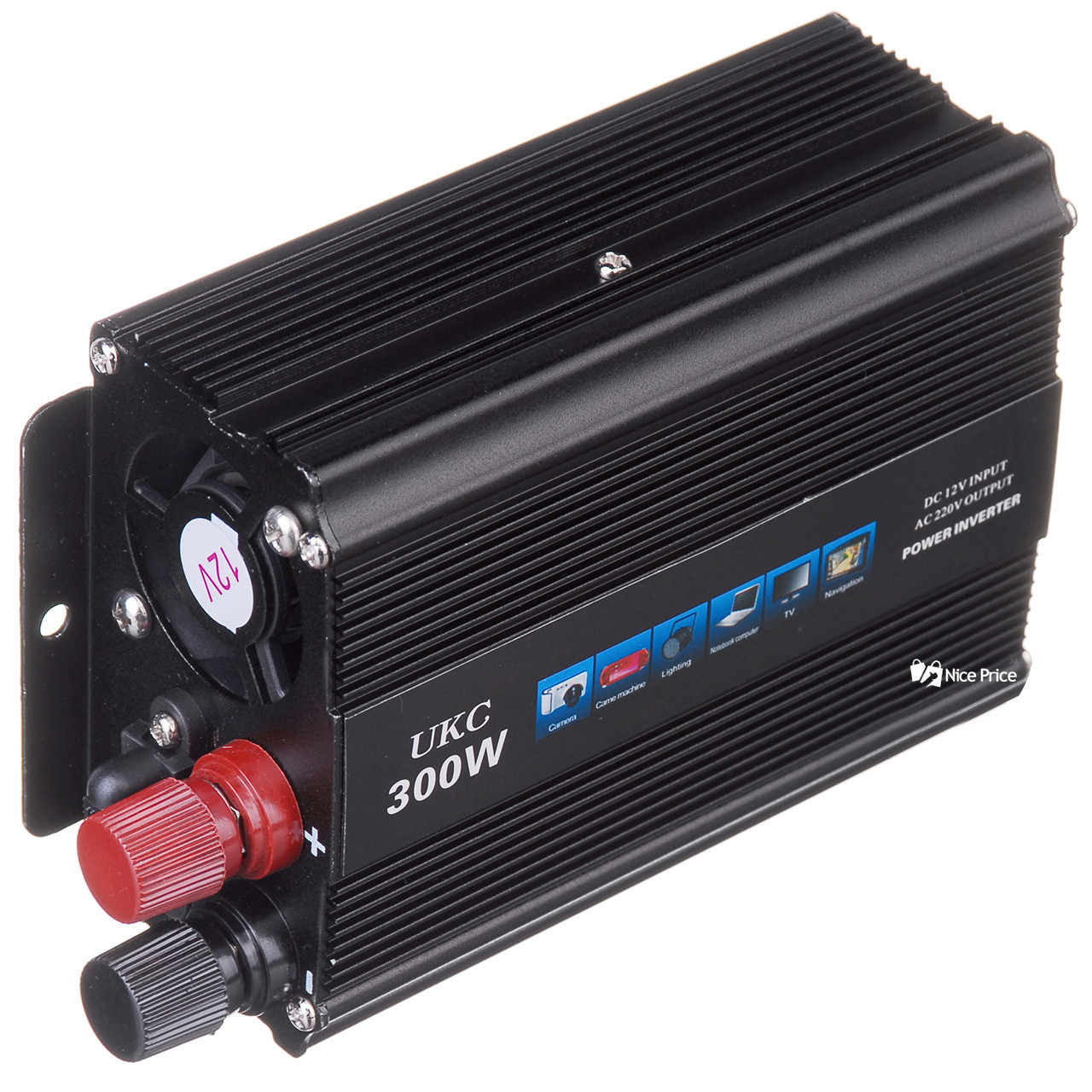 Перетворювач напруги(інвертор) 12-220V 300W + USB Black