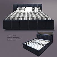 Кровать двуспальная МК-15, двуспальная кровать с мягким изголовьем для спальни MegaMebli