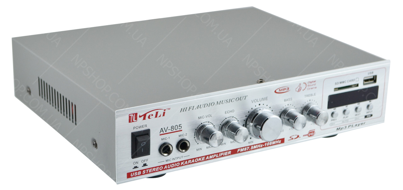 Усилитель звука Teli AV-805 MP3 FM USB SD + караоке