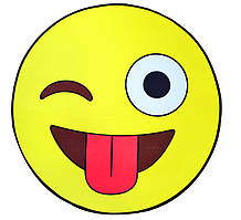 Килимок 3D круглий безворсовий з 3д принтом килимок для будинку 80см Смайлик