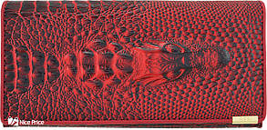 Жіночий гаманець з тисненням крокодила Banyanu чорний з червоним