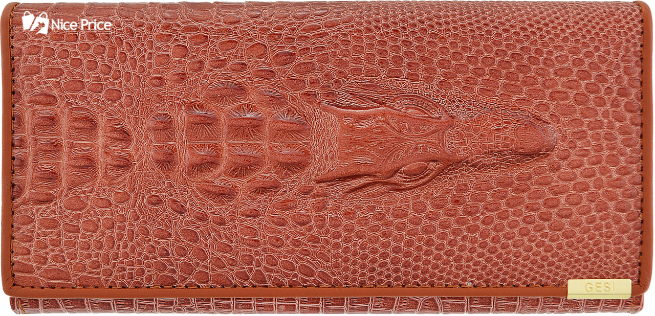 Жіночий гаманець з тисненням крокодила Banyanu коричневий