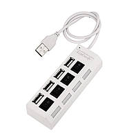 Концентратор USB HUB концентратор HI-SPEED 4SW на 4 порти з вимикачами White