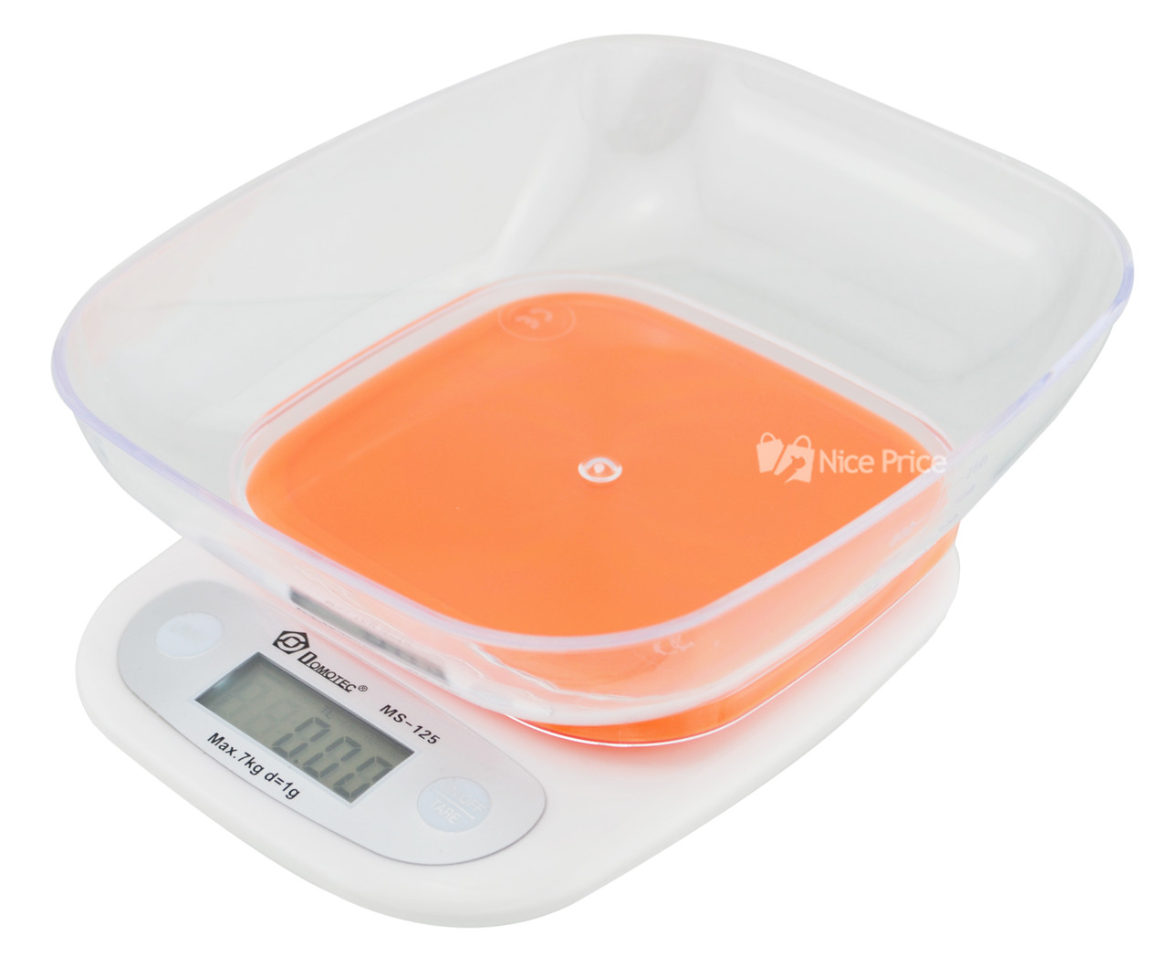 Электронные кухонные весы с чашей на 7 кг Domotec MS-125 Orange (5260)