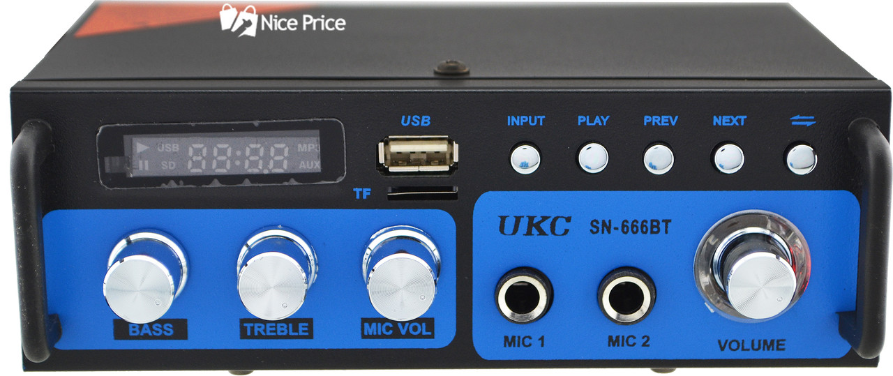 Підсилювач звуку UKC SN-666BT MP3 FM Bluetooth Blue (3388)