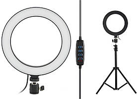 Кільцева LED лампа діаметром 20 см з пультом Black (14322)