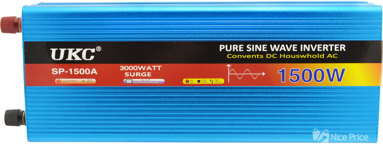 Перетворювач напруги(інвертор) UKC 12-220V 1500W з чистою синусоїдою (4139)