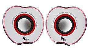Колонки "Яблуко" для PC Dellta 2.0 USB 128X/028A червоні (42173)