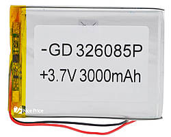Литий-полимерный аккумулятор 3.7V 326085P 81х59х3 3000 mAh