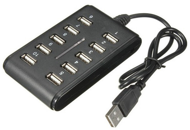 Хаб концентратор Digital USB 2.0 на 10 портов Black (5710)
