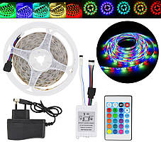 Стрічка світлодіодна 3528 RGB 5 метрів (стрічка + контролер + пульт + блок живлення) (2033)