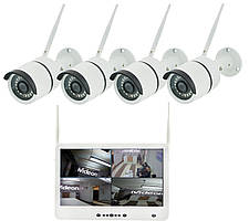 Комплект відеоспостереження бездротової Full HD LCD 13.3" WiFi набір на 4 камери (12332)